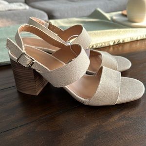 Canvas Block Heel Sandals - brand new!
